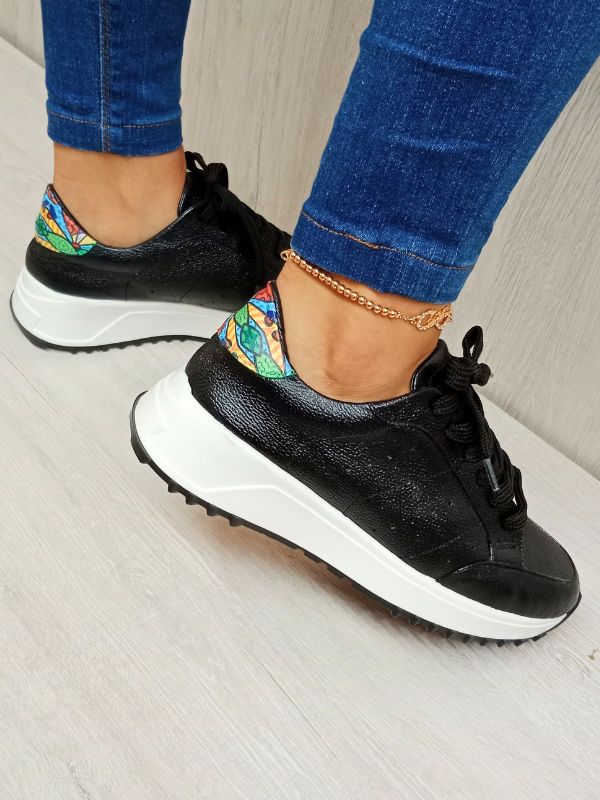 TENIS SAMARA EN CUERO NEGRO