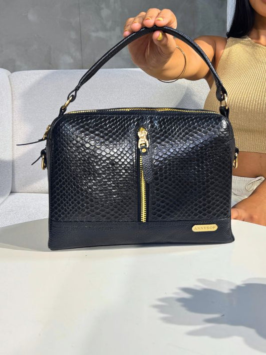 BOLSO AURA EN CUERO NEGRO