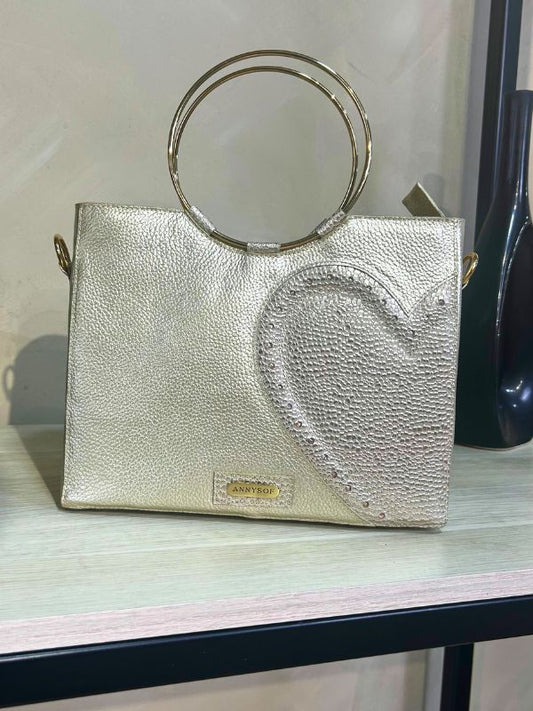 BOLSO EN CUERO SANDY DORADO