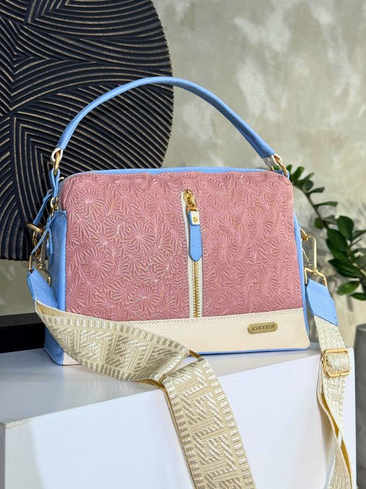 BOLSO AURA EN CUERO AZUL