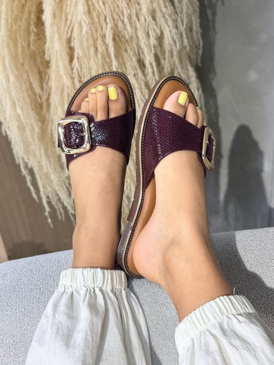 SANDALIAS SERENA EN CUERO VINO