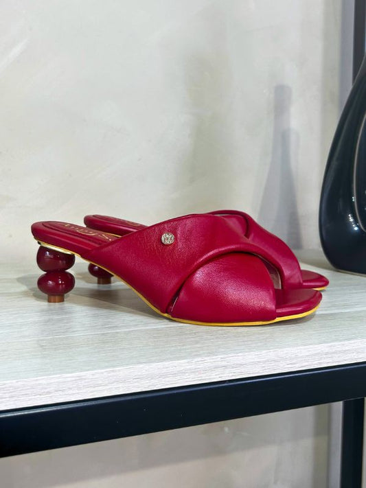 SANDALIAS DE TACÓN SMOOT ROJO