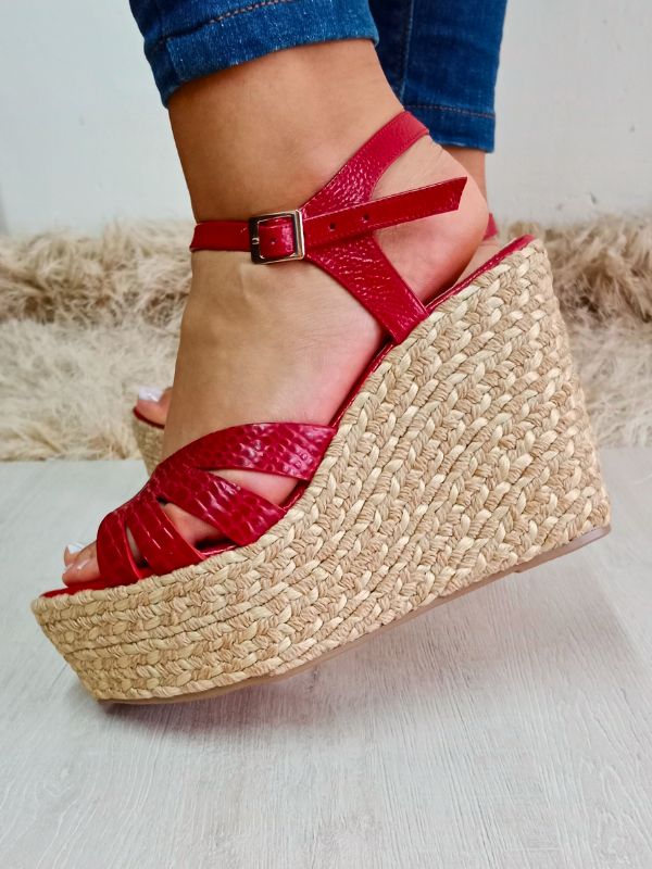 PLATAFORMAS EN YUTE CROCO ROJO