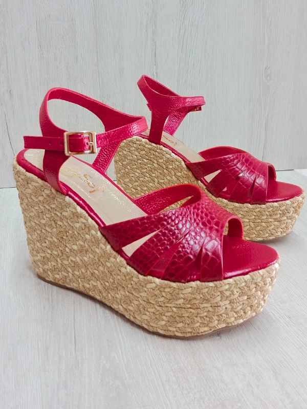 PLATAFORMAS EN YUTE CROCO ROJO